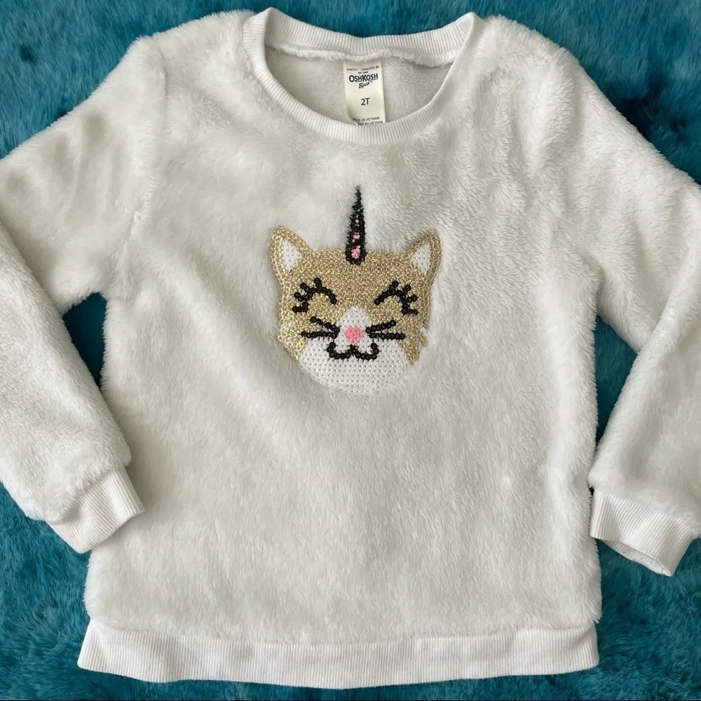 OshKosh B’gosh Toddler Girl Sequin Fuzzy Sweater Size 2T